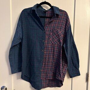Wild Fable Purple and Blue Long Sleeve Flannel Shirt
